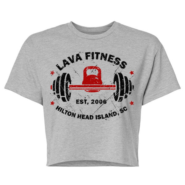 VINTAGE BARBELL & KETTLEBELL - WOMEN'S CROP T-SHIRT - $V5K9NT$ Thumbnail